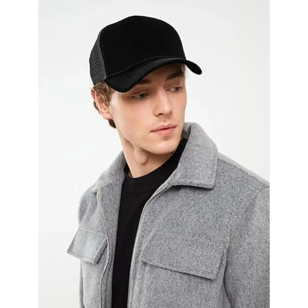 Unisex Mesh Black Gray Washed 100% Cotton Adjustable Strap Classic Baseball Cap